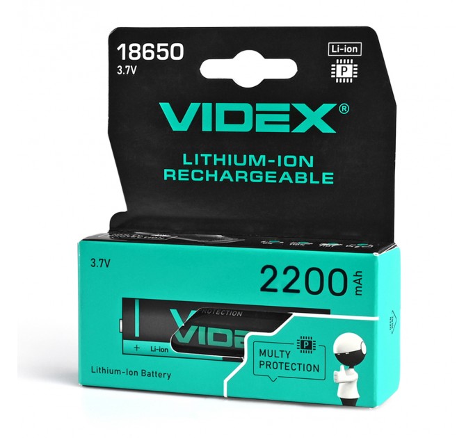 Акумулятор Videx літій-іонний 18650-P (захист) 2200mAh