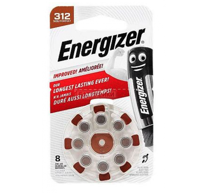 Батарейка ENERGIZER Zinc Air 312 DP- уп. 8 шт.