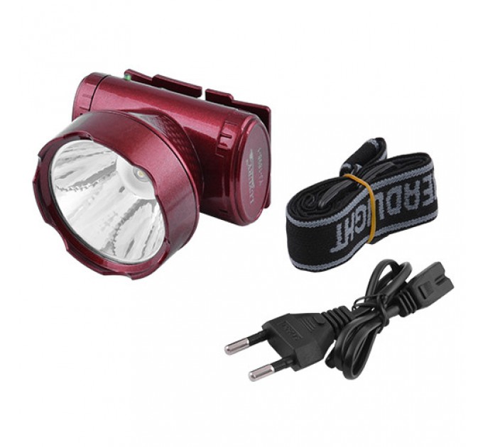 Фонарь налобный Luxury 1898, 1W, Li-Ion аккумулятор, ЗУ 220V