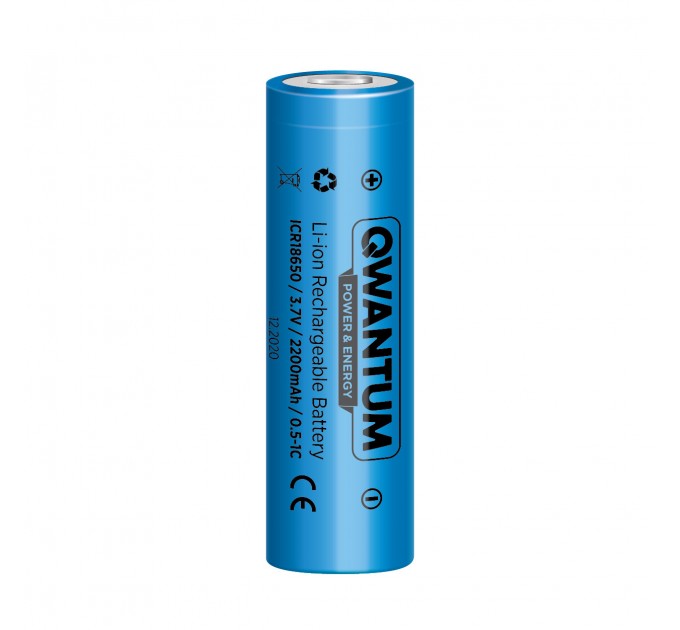 Аккумулятор литий-ионный Quantum Li-ion ICR18650, 2200mAh, 0.5-1С, 1шт/уп
