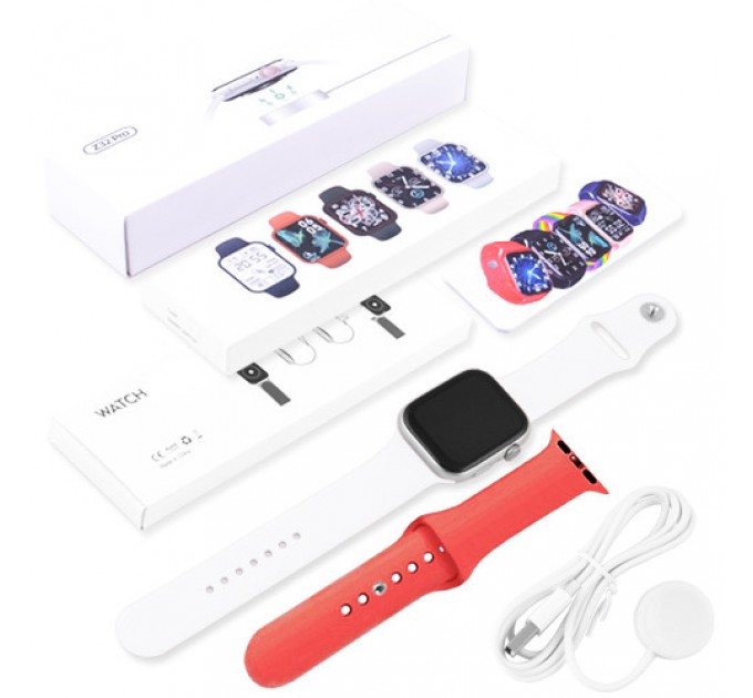 Smart Watch Series 6 Z32 PRO, 44mm Aluminium, 2 ремешка, red/white
