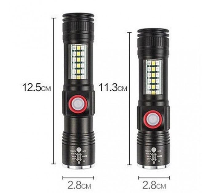 Фонарь SY-1903C-P50+SMD+RGB, Alarm, Li-Ion аккум., ремешок, zoom, ЗУ USB