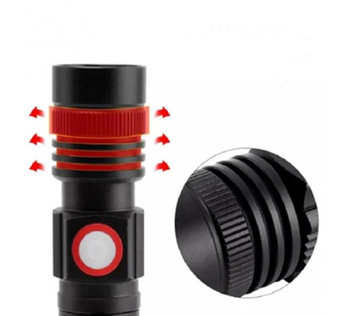Фонарь BL-502-T6+COB, 1x18650, магнит, зажим, zoom, ЗУ microUSB