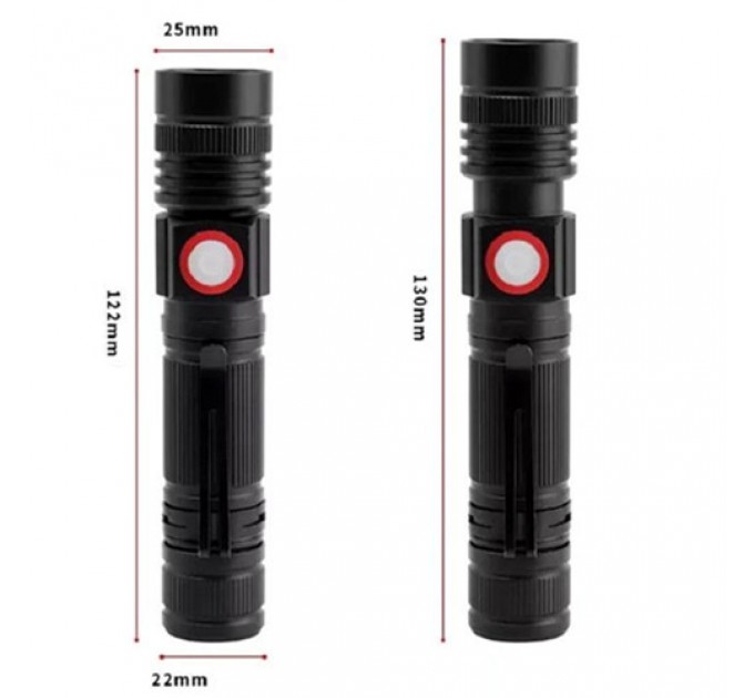 Фонарь BL-502-T6+COB, 1x18650, магнит, зажим, zoom, ЗУ microUSB