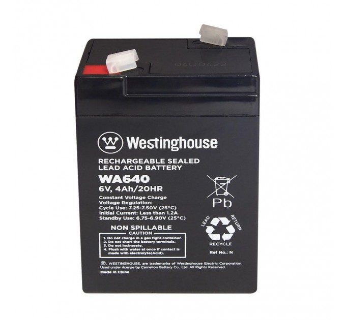 Аккумулятор для детского электромобиля Aroma свинцово-кислотный Westinghouse 6V, 4Ah, terminal F2 101*48*70 мм