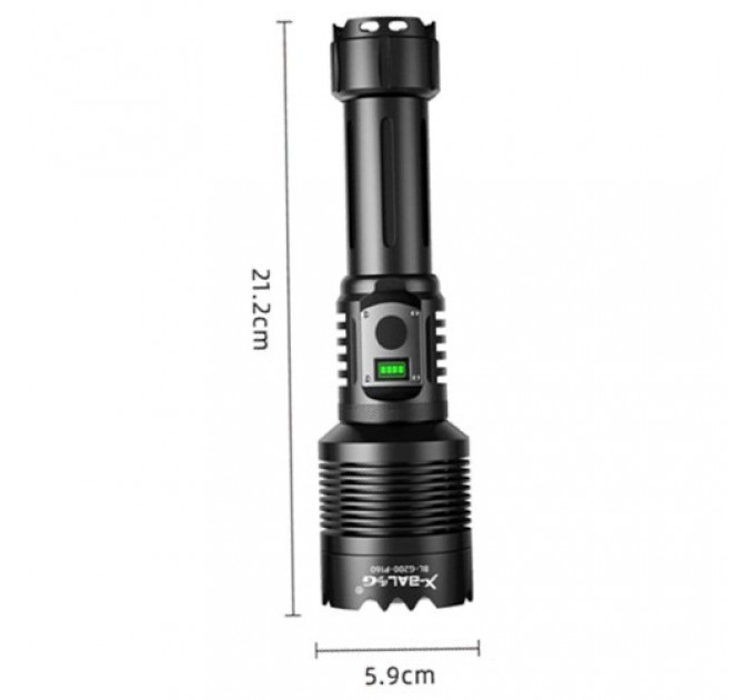 Фонарь BL-G200-P360, power bank, 1х26650, zoom, ЗУ Type-C, Box