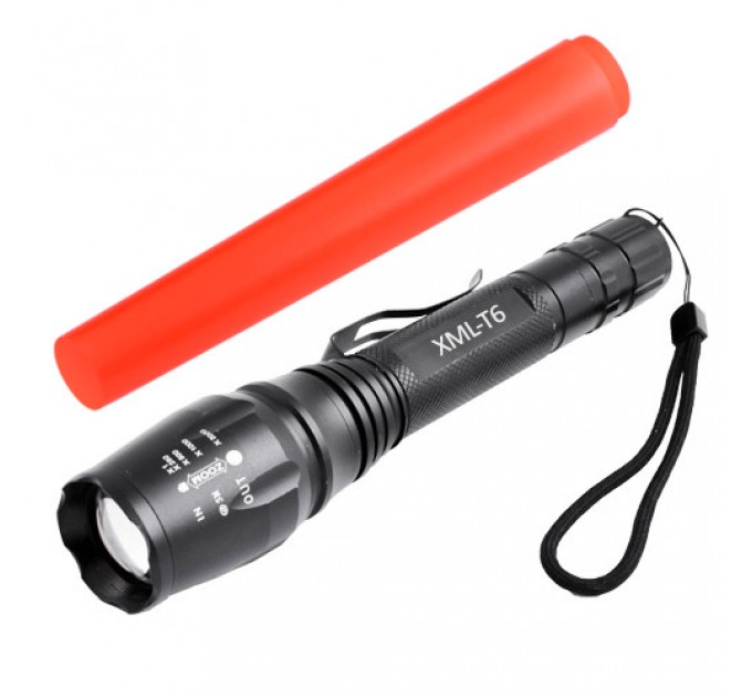 Фонарь Police 8668-T6, 2x18650, красный диффузор, zoom, ЗУ 220V, Box