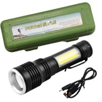 Фонарь BL-T630S-XPE+COB, Li-Ion аккумулятор, zoom, зажим, ЗУ mircoUSB, Box