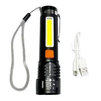 Фонарь BL-P716-P50+COB (white+red), Li-Ion аккум., zoom, ЗУ Type-C, Box