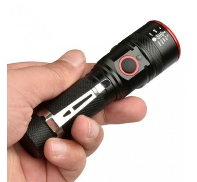 Фонарь BL-736A/749-T6, 1х18650, зажим, zoom, ЗУ microUSB, Box