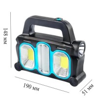 Фонарь переносной  HB-6168-LED+2COB, power bank, 2x18650, солнечная батарея, ЗУ microUSB, Box