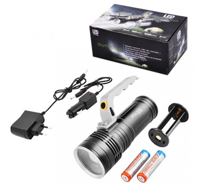 Фонарь переносной Poliсe S911-XPE, 2x18650, zoom, ЗУ 220V/12V, Box