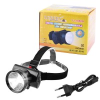 Фонарь налобный Luxury 1858 А, 1W, ЗУ 220V, встроенный аккумулятор