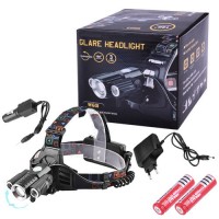 Фонарь налобный Police W602-T6+2XPE, 2x18650, zoom, ЗУ 220V/12V, Box