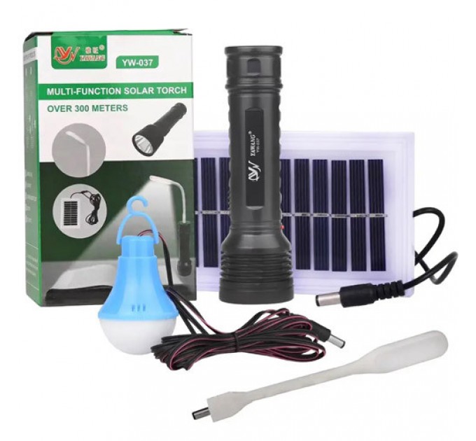 Фонарь YW-037-3W, 1 лампа 3W, гибкая Led лампа, Li-Ion акум., солнечная батарея, Box