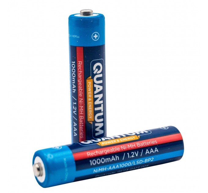 Аккумулятор Ni-MH с низким саморазрядом (LSD) Quantum 1000mAh AAA, 2шт/уп blister (012028)