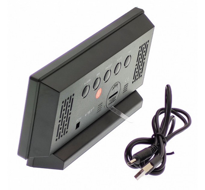 Часы сетевые VST-897-4, ярко-зеленый,температура, USB