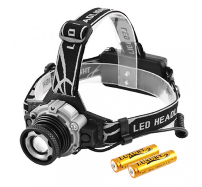 Фонарь налобный Police W002-XPE, Motion Sensor, 2x18650, zoom, ЗУ microUSB, Box