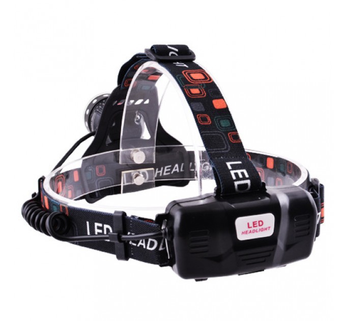 Фонарь налобный Police T105-T6+COB, 2x18650, zoom, ЗУ microUSB, Box