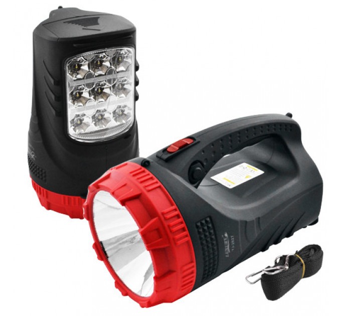 Фонарь переносной Luxury 2827, 3W+9LED/25LED, встроенный аккумулятор, ЗУ 220V