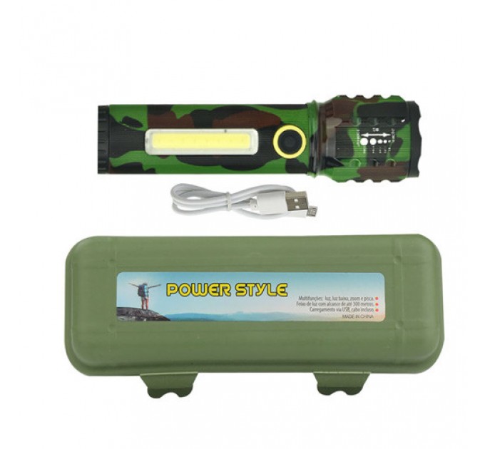 Фонарь C71M-P50+COB camouflage, Li-Ion аккум., zoom, ЗУ microUSB, Box