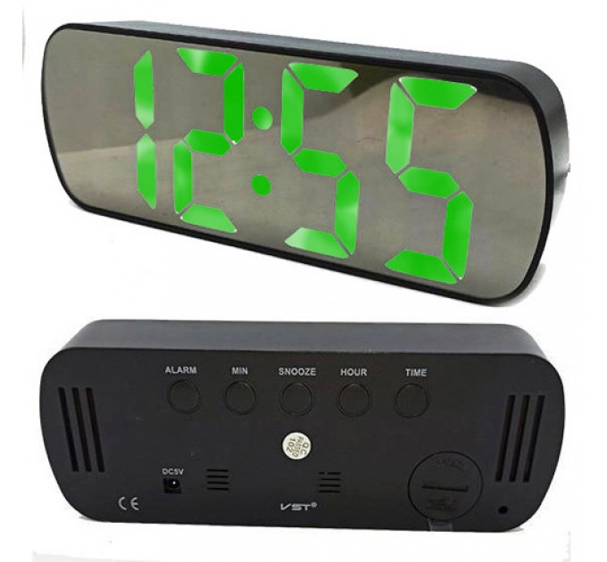 Часы сетевые VST-895Y-4, зеленые, температура, USB