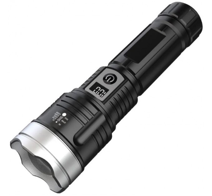 Фонарь PLD-008 WHITE LASER LED PM10-TG, Li-Ion аккум., power bank, индикация заряда, ЗУ Type-C, zoom, Box