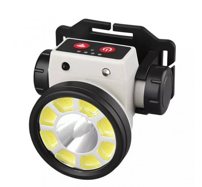 Фонарь налобный PLD-LY004-XPE+COB, Motion Sensor, Li-Ion аккум, индикация заряда, магнит, ЗУ Type-C, Box