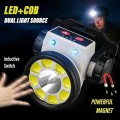 Фонарь налобный PLD-LY004-XPE+COB, Motion Sensor, Li-Ion аккум, индикация заряда, магнит, ЗУ Type-C, Box