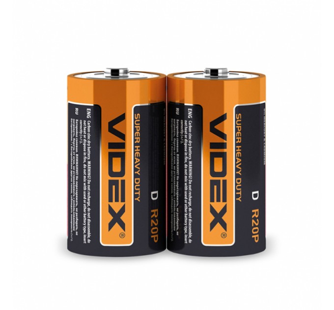 Батарейка солевая Videx R2OP/D 2шт SHRINK