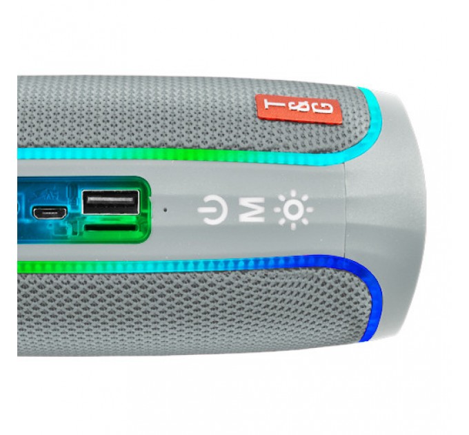 Bluetooth-колонка TG288 с RGB ПОДСВЕТКОЙ, speakerphone, радио, grey
