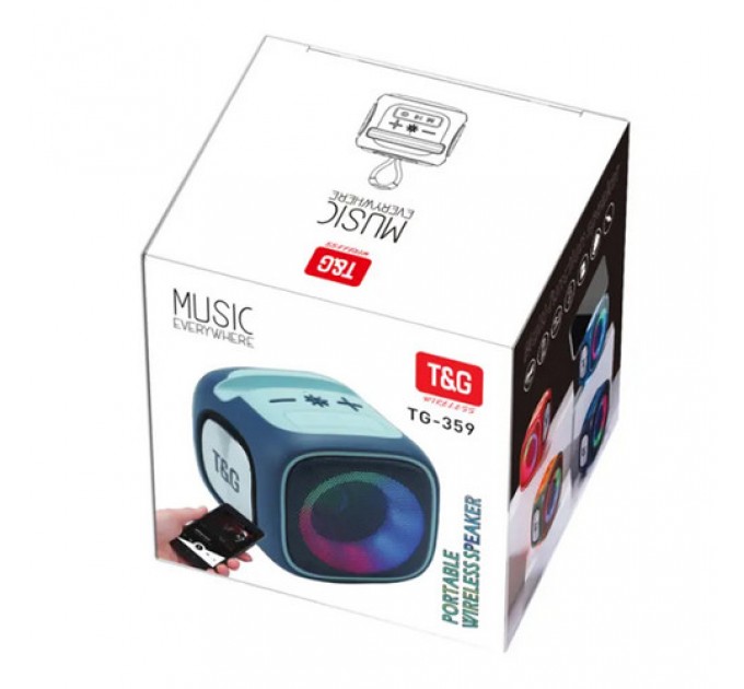 Bluetooth-колонка TG359 с RGB ПОДСВЕТКОЙ, speakerphone, радио, blue