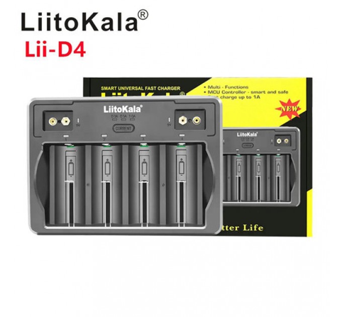 Зарядное устройство LiitoKala Lii-D4, 4x26650/ 18650/ 21700/ 18500/ 26700/ 16340/ 22650/ AA/ AAA/ AA