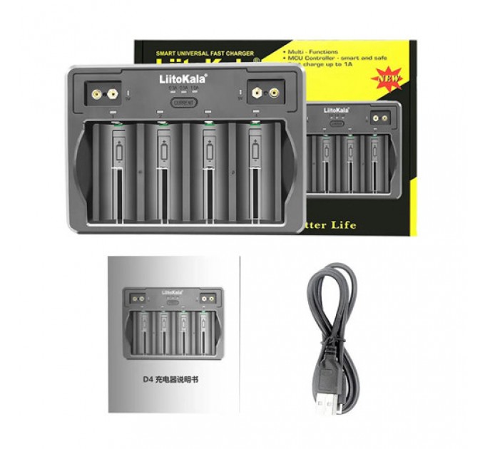 Зарядное устройство LiitoKala Lii-D4, 4x26650/ 18650/ 21700/ 18500/ 26700/ 16340/ 22650/ AA/ AAA/ AA