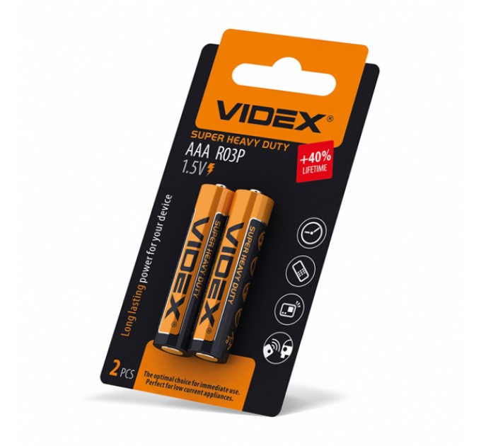 Батарейка солевая Videx R03P/AAA 2шт SMALL BLIST