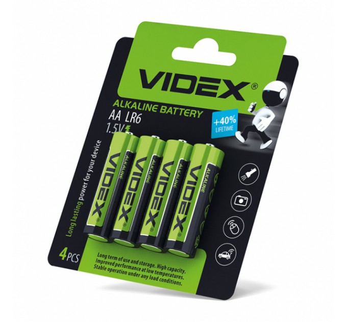 Батарейка щелочная Videx LR6/AA 4шт Blister Card