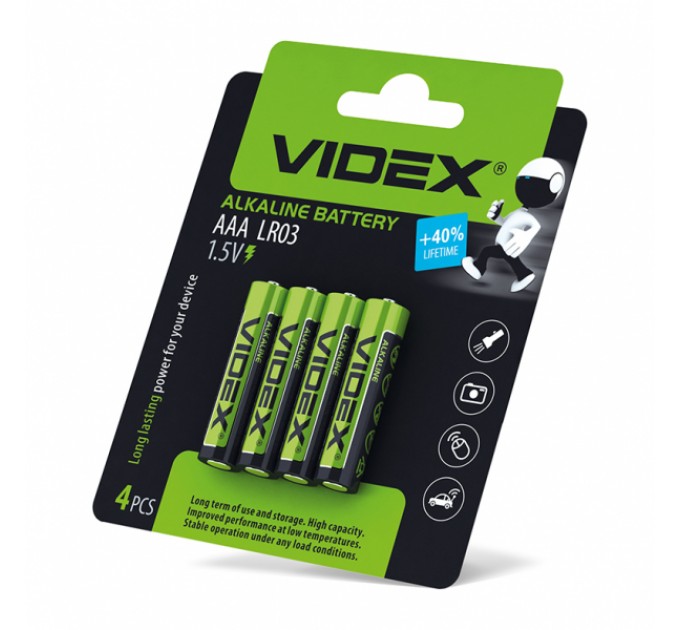 Батарейка щелочная Videx LR03/AAA 4шт Blister Card