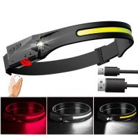 Фонарь налобный BL-W689-1/5808А-LM+COB(white+red), Motion Sensor, Li-Ion аккум., ЗУ Type-C, Box