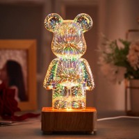 Ночник 3D Bearbrick Мишка KX197 8 цветов, RGB+Warm Light