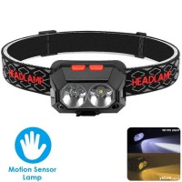 Фонарь налобный PLD-SL02/CY-2023-XPG(white+yellow), Motion Sensor, Li-Ion аккумулятор, ЗУ Type-C, Box