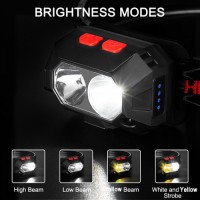 Фонарь налобный PLD-SL02/CY-2023-XPG(white+yellow), Motion Sensor, Li-Ion аккумулятор, ЗУ Type-C, Box