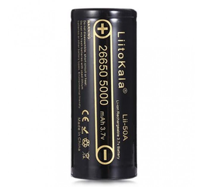 Аккумулятор высокотоковый 26650, LiitoKala Lii-50A, 5000mAh, ОРИГИНАЛ