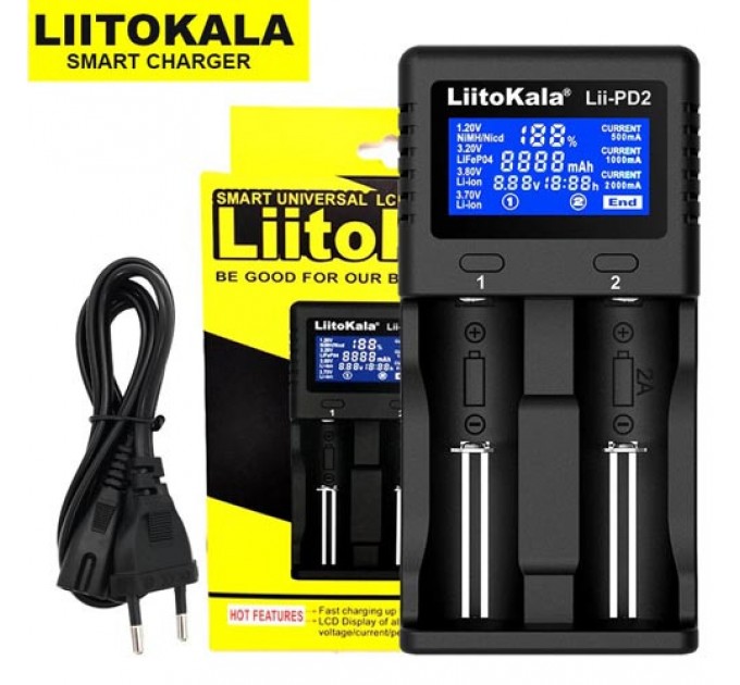 Зарядное устройство LiitoKala Lii-PD2, 2xАА/ ААА/18650/ 26650/ 21700
