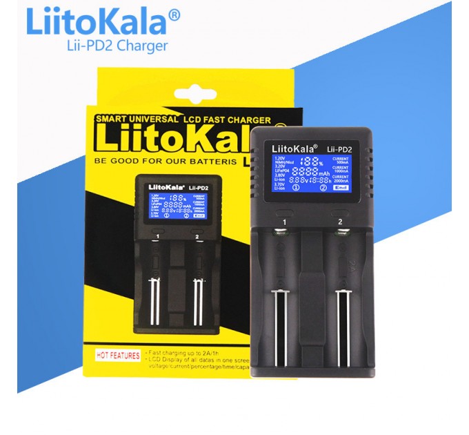 Зарядное устройство LiitoKala Lii-PD2, 2xАА/ ААА/18650/ 26650/ 21700