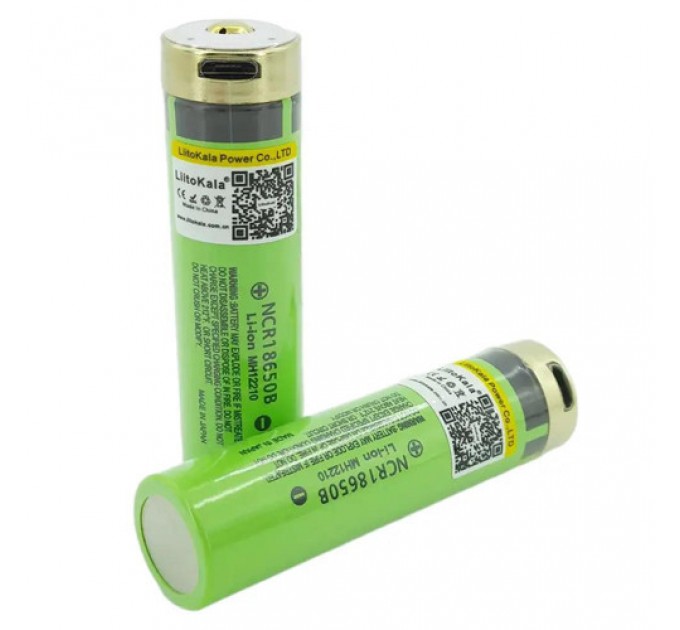 Аккумулятор 18650, LiitoKala USB-34B, 3400mah, со встроенным USB портом для зарядки, защита, ОРИГИНАЛ