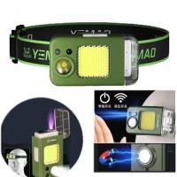 Фонарь налобный MULTIFUNCTIONAL YEMAO YM-T618-LED+COB, Motion Sensor, Li-Ion аккум., зажигалка, ЗУ Type-C, Box