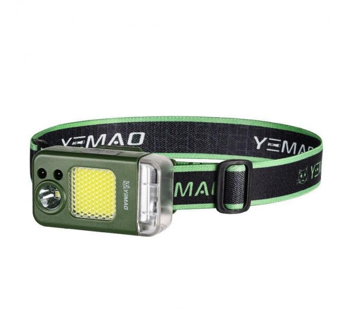 Фонарь налобный MULTIFUNCTIONAL YEMAO YM-T618-LED+COB, Motion Sensor, Li-Ion аккум., зажигалка, ЗУ Type-C, Box