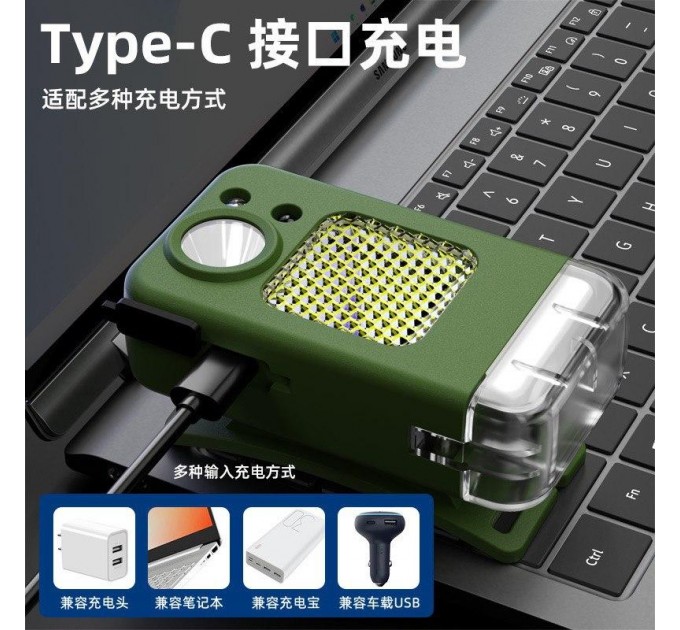 Фонарь налобный MULTIFUNCTIONAL YEMAO YM-T618-LED+COB, Motion Sensor, Li-Ion аккум., зажигалка, ЗУ Type-C, Box