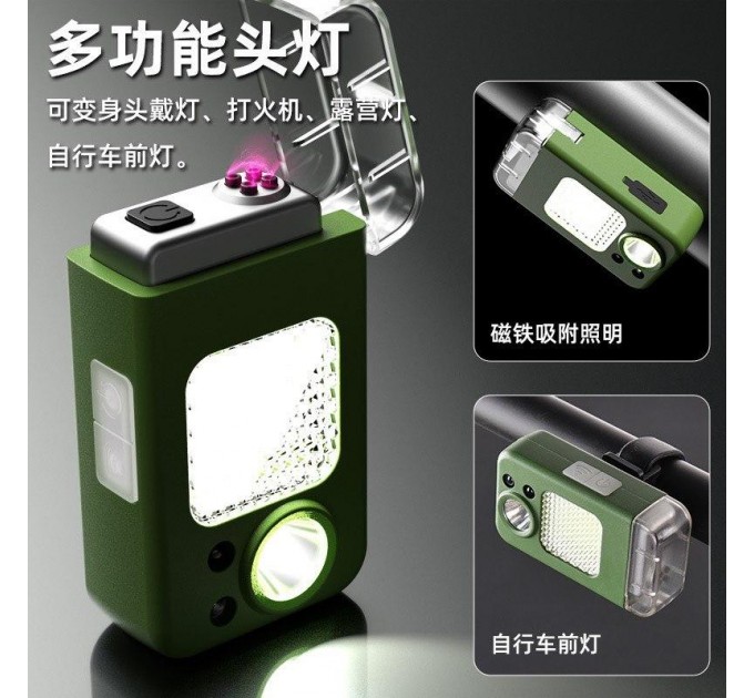 Фонарь налобный MULTIFUNCTIONAL YEMAO YM-T618-LED+COB, Motion Sensor, Li-Ion аккум., зажигалка, ЗУ Type-C, Box