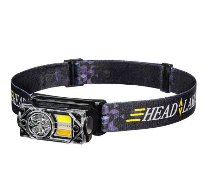 Фонарь налобный YY-19B-3SMD+2COB(white+yellow+red), Motion Sensor, Li-Ion аккум., ЗУ Type-C, магнит, Box